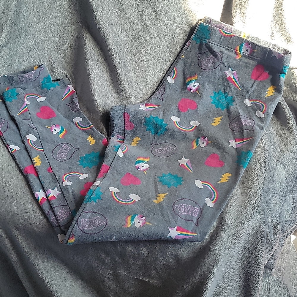 Girls legging gray with unicorn and rainbows